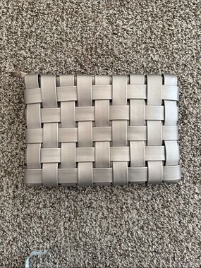 Anthropologie Lindy Woven Metallic Clutch
